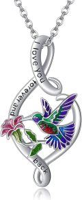 wholesale 925 Sterling Silver Infinity Love You Forever and Back Ruby Red Cardinal Hummingbird Pendant Necklace-0-0