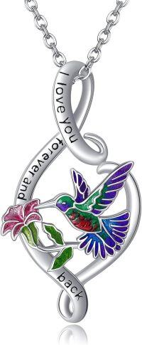 wholesale 925 Sterling Silver Infinity Love You Forever and Back Ruby Red Cardinal Hummingbird Pendant Necklace-Infinity Hummingbird