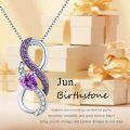wholesale 925 Sterling Silver Heart-Shaped Birthstone Necklace with Infinity Design - Hypoallergenic, Adjustable Chain, Perfect Gift for Her-0-4