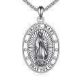 wholesale 925 Sterling Silver Virgin Mary Pray for Us Oval Medal Pendant Necklace-0-0