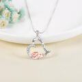 wholesale 925 Sterling Silver Pink Pig in Moon Heart Pendant Necklace with Cubic Zirconia Gifts for Women-0-3