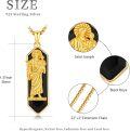 wholesale Gold 925 Sterling Silver Saint Joseph Pendant Necklace  with Black Onyx and Engraved Cross Charm-0-5