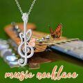 wholesale 925 Sterling Silver Butterfly Treble Clef Musical Notes Pendant Necklaces Gifts for Women Girls-0-3