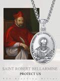 wholesale 925 Sterling Silver St Robert Bellarmine Protect Us Pendant Necklace w/ 3+2 Extender Chain-0-5