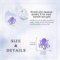 wholesale 925 Sterling Silver Purple Octopus Stud Earrings for Women Girls Kids Gift Idea-0-4