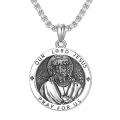 wholesale 925 Sterling Silver Our Lord Jesus Pray for Us Medal Necklace-0-0
