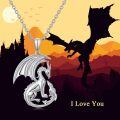 wholesale 925 Sterling Silver Dragon & Baby Pendant Necklaces - Cute Family s for Women-0-1