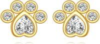 wholesale 14K Gold Diamond Cat Claw Stud Earrings - Fashionable Gift for Her-Paw print earrings