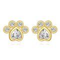 wholesale 14k Gold Animal Paw Print Cubic Zirconia Stud Earrings-0-0