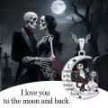 TOUPOP Sterling Silver Abalone Shell Moon Jack and Sally Skull Necklace-0-2