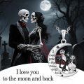 TOUPOP Sterling Silver Abalone Shell Moon Jack and Sally Skull Necklace-0-2