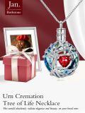 wholesale 925 Sterling Silver Pendant Necklace Platinum Plated Tree Of Life Red Heart Crystal-0-1