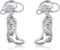 wholesale 925 Sterling Silver 925 Western Boots & Flowers Dangle Earrings for Women Girl Gifts Jewelry Accessory-0-0