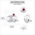 wholesale 925 Sterling Silver Hedgehog Red Crystal Stud Earrings for Women-0-3