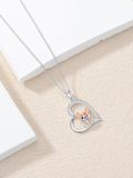 wholesale 925 Sterling Silver Corgi in Heart Pendant Necklace for Women - Cute Animal -0-4