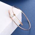 wholesale 925 Sterling Silver 925 & Rose Gold Freshwater Pearl Bangle Bracelet for Women Bridal Wedding Jewelry for Mom-0-1