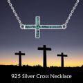 wholesale 925 Sterling Silver Turquoise Cross Necklace - Hypoallergenic, Handcrafted Unique Gift for Women-0-5