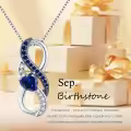 wholesale  925 Sterling Silver White Gold Plated Heart Birthstone Necklace with Infinity Symbol for Women, Adjustable Chain, Hypoallergenic, Elegant Gift for Her-0-4