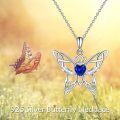 wholesale 925 Sterling Silver Butterfly Heart Blue Sapphire Pendant Necklace for Women-0-4