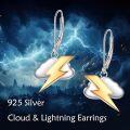 wholesale 925 Sterling Silver Lightning Bolt Dangle Earrings with Cloud Design for Women, Hypoallergenic Nickel-Free Jewelry Gift-0-5