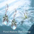 wholesale 925 Sterling Silver Abalone Shell & Moonstone Drop Earrings for Women - Vintage Style Floral Leverback Earings Gifts-0-2