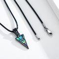 wholesale Black  Triangle Shape Abalone Shell Pendant Leather Cord Necklace-0-1