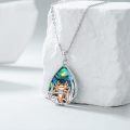 wholesale 925 Sterling Silver Axolotl Pendant with Labradorite and Abalone Shell Necklace-0-4
