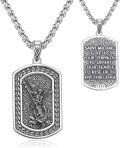 wholesale 925 Sterling Silver Saint Michael Pendant with Prayer Inscription on Back Chain Included-0-0
