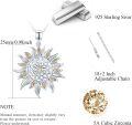 wholesale 925 Sterling Silver Sunflower Pendant Necklace with Orange Cubic Zirconia Stones for Women-0-4