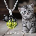 wholesale 14K Gold Pink Crystal Black Cat Pendant Necklace for Women Cats Lover-0-334