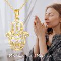 wholesale 14K Gold  Star of David Hamsa Hand Tree Of Life Pendant Necklace-0-5
