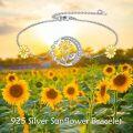 wholesale 925 Sterling Silver Daisy Flower Moon Adjustable Charm Bracelet Gift for Women Girls-0-5