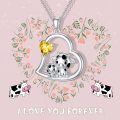 wholesale 925 Sterling Silver Mom Heart Shape Animal Pendant Necklaces for Women Girls Family Love Gift-0-70