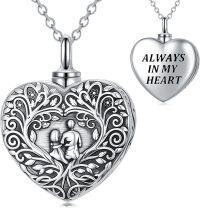 wholesale 925 Sterling Silver Heart Urn Necklace for Ashes with Cubic Zirconia - Memorial Jewelry for Women, Father-Daughter Keepsake Pendant, Always in My Heart Engraved, 0.71, Gift Box Included-Father and Daughter