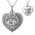 TOUPOP Stainless Steel Crystal Heart Urn Photo Locket Memorial Necklace-0-0