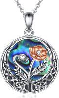 wholesale Sterling Silver Abalone Shell Celtic Knot Birth Flower Necklace for Women-0-0
