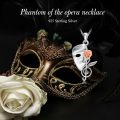 wholesale 925 Sterling Silver Mask with Rose and Treble Clef Pendant Necklace - Musical Theatre s for Women-0-4
