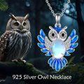 wholesale 925 Sterling Silver Blue Moonstone Owl Pendant Necklace-0-2