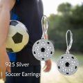 wholesale 925 Sterling Silver Round Soccer Ball Dangle Earrings Sports Gifts for Her-0-5