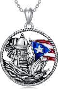 wholesale 925 Sterling Silver Puerto Rican Flag & Coqui Frog Necklace for Men Women Gifts USA Made Jewelry 48 Chain Length-0-0