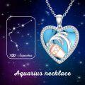wholesale 925 Sterling Silver Heart-Shaped Turquoise and Rose Gold Zodiac Pendant Necklace-0-2