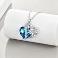 wholesale 925 Sterling Silver Heart-Shaped Cremation Jewelry Pendant with Blue Crystal and Funnel Set-0-2