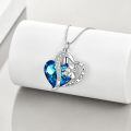 wholesale 925 Sterling Silver Heart-Shaped Cremation Jewelry Pendant with Blue Crystal and Funnel Set-0-2