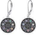 wholesale 925 Sterling Silver Multi-Color Crystal Mandala Round Leverback Earrings-0-0