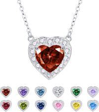 wholesale Sterling Silver 12 Birtnstone Heart Pendant Necklace for Women-01-Jan.