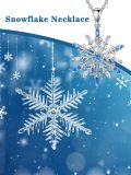 wholesale 925 Sterling Silver Cubic Zirconia Snowflake Necklace for Women Christmas Gift 18 Chain-0-2