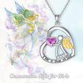 wholesale 925 Sterling Silver Heart-Shaped Purple Crystal Guardian Angel Pendant Necklace for Women's Birthdays Gifts-0-5