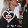 TOUPOP Sterling Silver Rose Heart Necklace Jewelry Gift For Women-0-2
