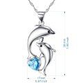 wholesale 925 Sterling Silver Dolphin Pendant With Blue Heart Crystal Necklace-0-2