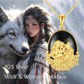 wholesale 925 Sterling Silver Gold Plated Black Onyx Fox Pendant Necklace for Women-0-5